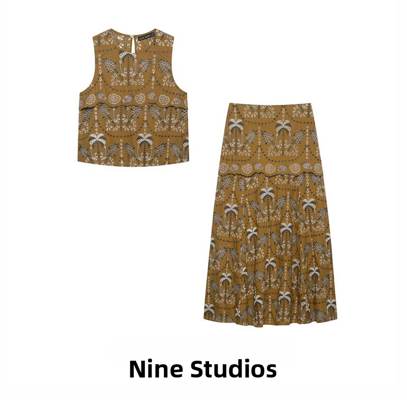 NINE ZAR レディースファッションセット ノースリーブ - Midi Skirt Floral のレビューと価格