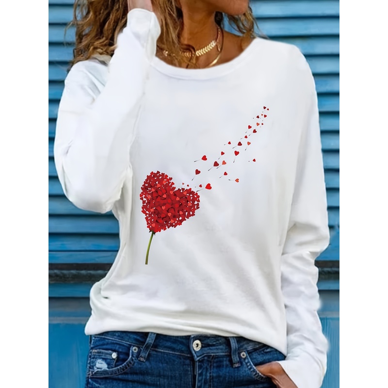 女性向けの、ゆったりとしたシルエットの長袖Tシャツ。文字プリ - Blouse Off Shoulder のレビューと価格